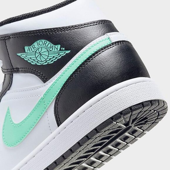 Nike Men\'s Air Jordan 1 Mid Shoes - White Green Glow Black DQ8426 103 main image 7